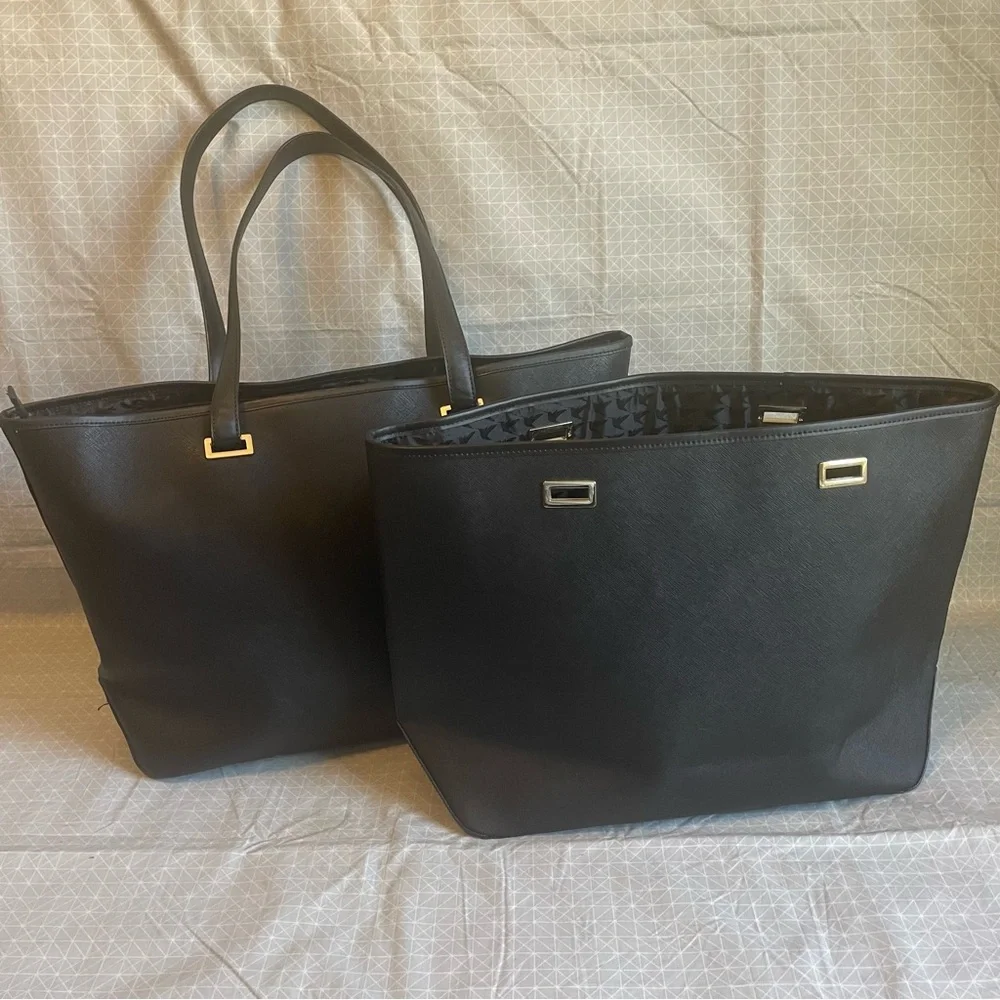Lo & Sons Seville 13” Laptop Tote Black Saffiano Leather + Extra Shell